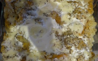 Gratin de rutabagas et pommes de terre au thym et à la tomme des Pyrénées.